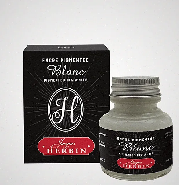 13501T - A Bottle of pigmented Ink for Fountain pens 30 ml, White Colour - Ma...