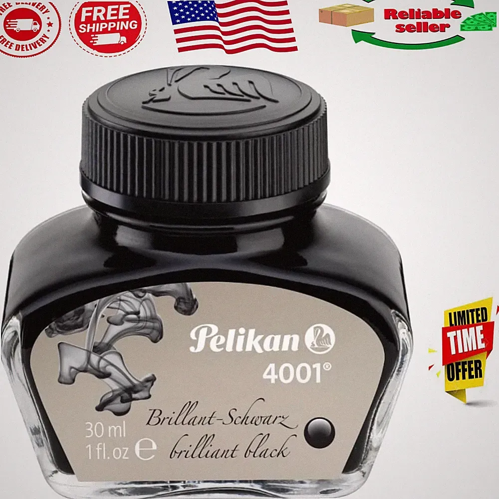 Effortless Filling with Brilliant Black Fountain Pen Ink, 30ml - No Drop Wasted