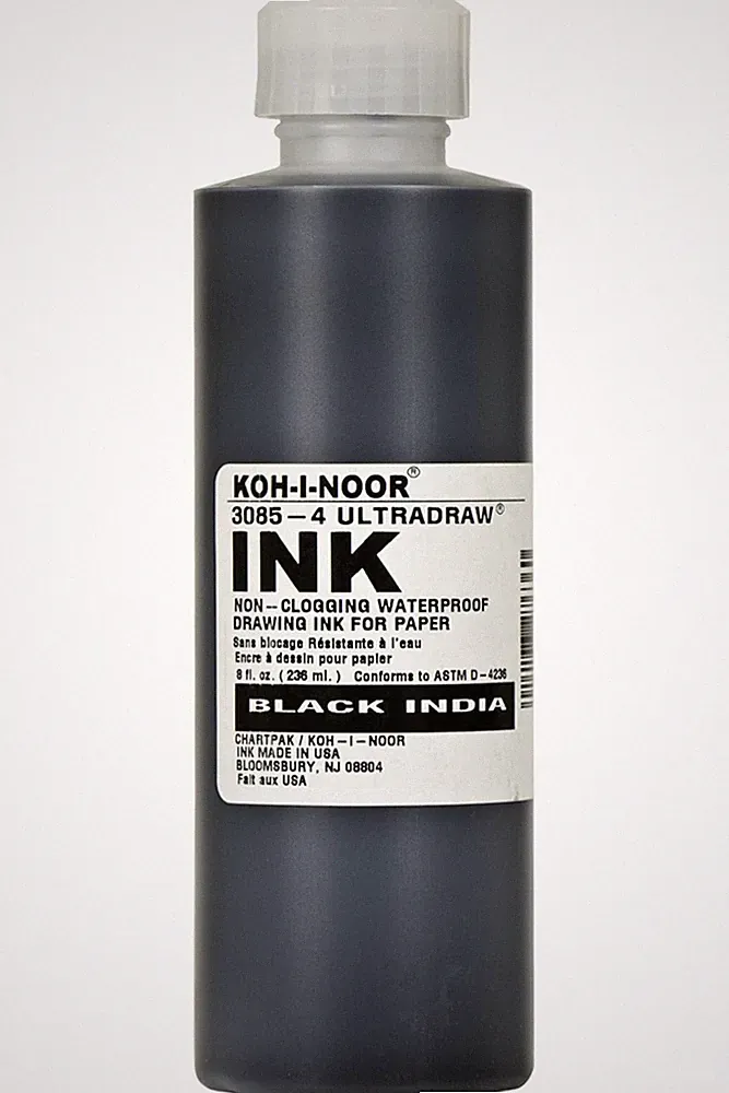 Koh-I-Noor Ultradraw Pigment-Based Ink, 8 Oz. Bottle, Black