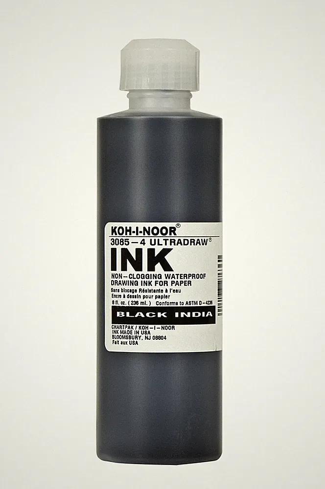 Koh-I-Noor Ultradraw Pigment-Based Ink, 8 Oz. Bottle, Black 8 Ounce
