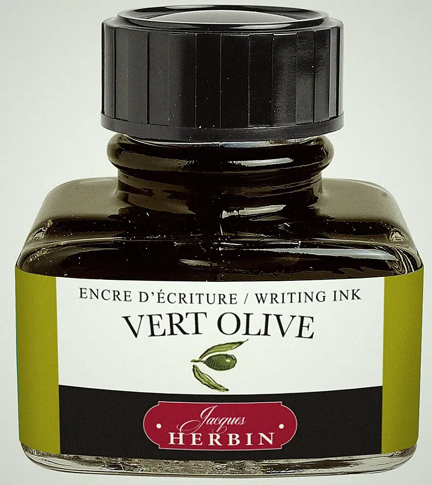 Olive Green Fountain Pen Ink Water Based Fast Drying Non Toxic 1 fl oz
